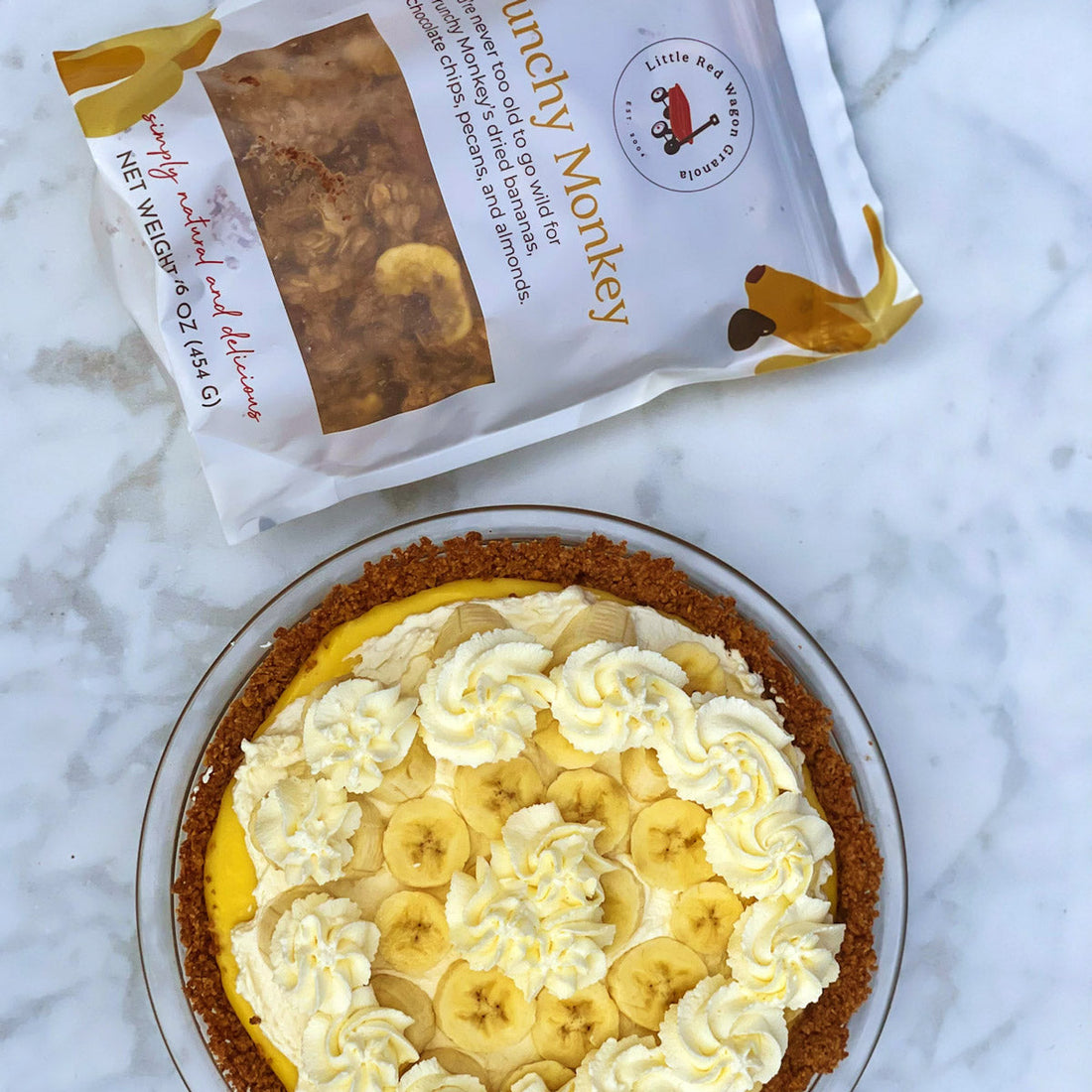 easy banana cream pie recipe with crunchy monkey granola