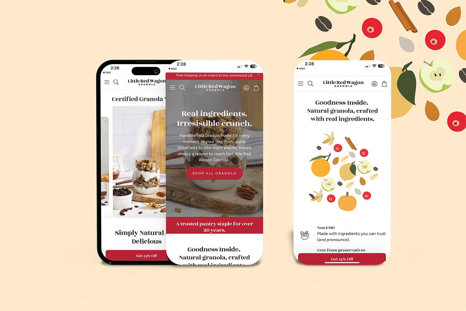 Little Red Wagon Granola New Website on Mobile Screens