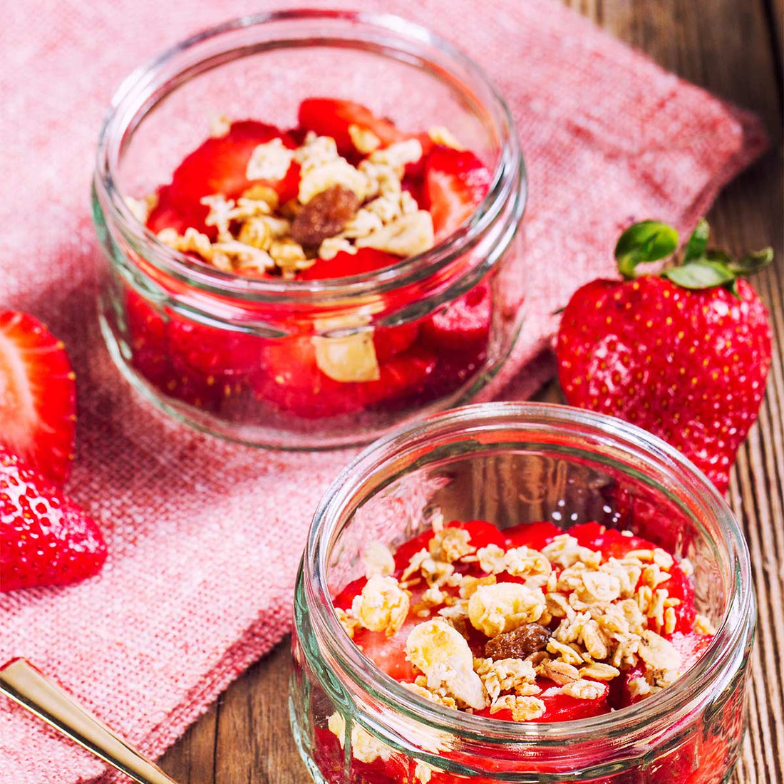Valentine's Day picnic, granola with strawberries