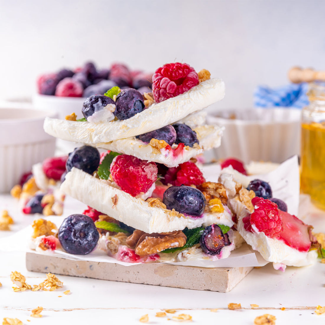 patriotic party snacks, yogurt bark