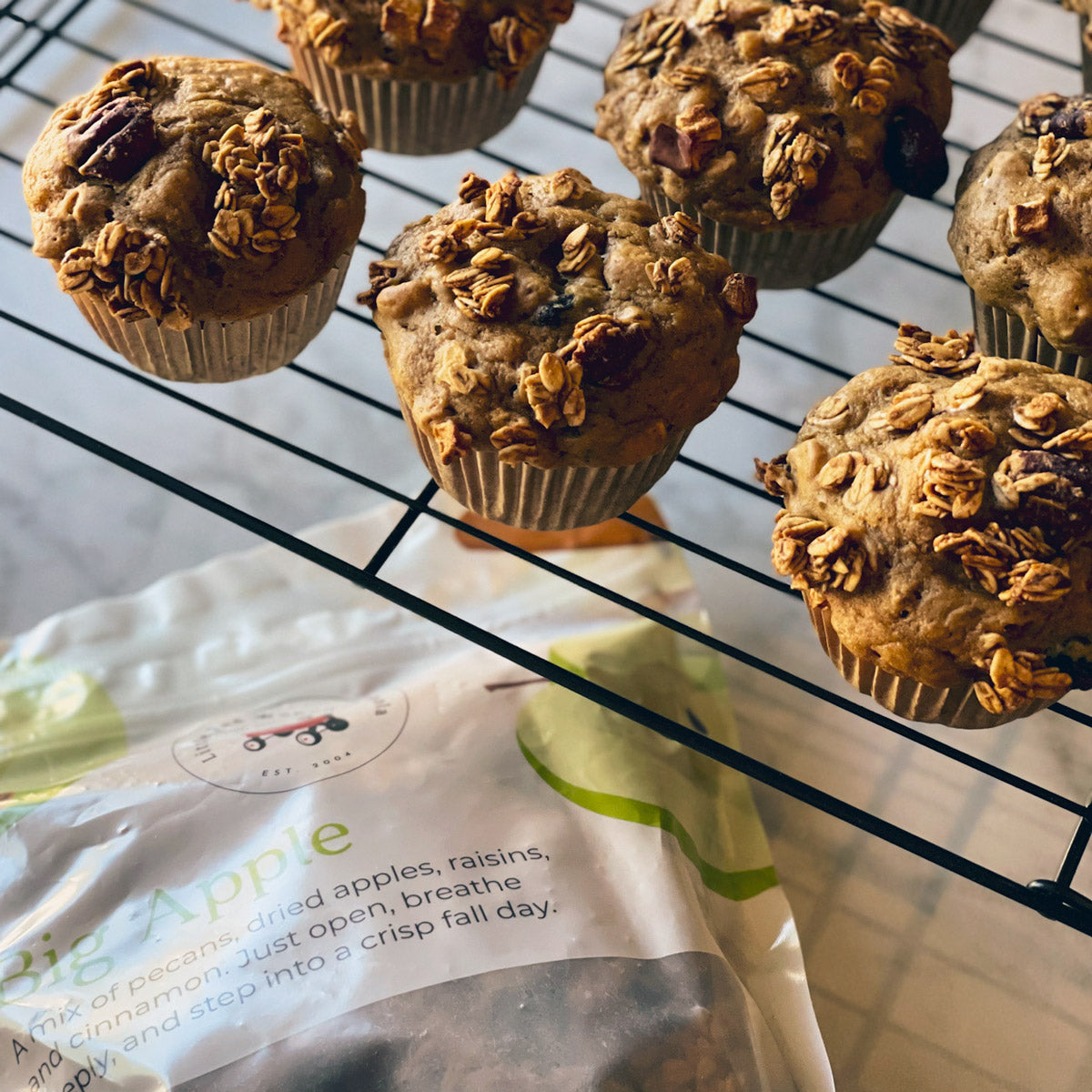 big apple granola muffins