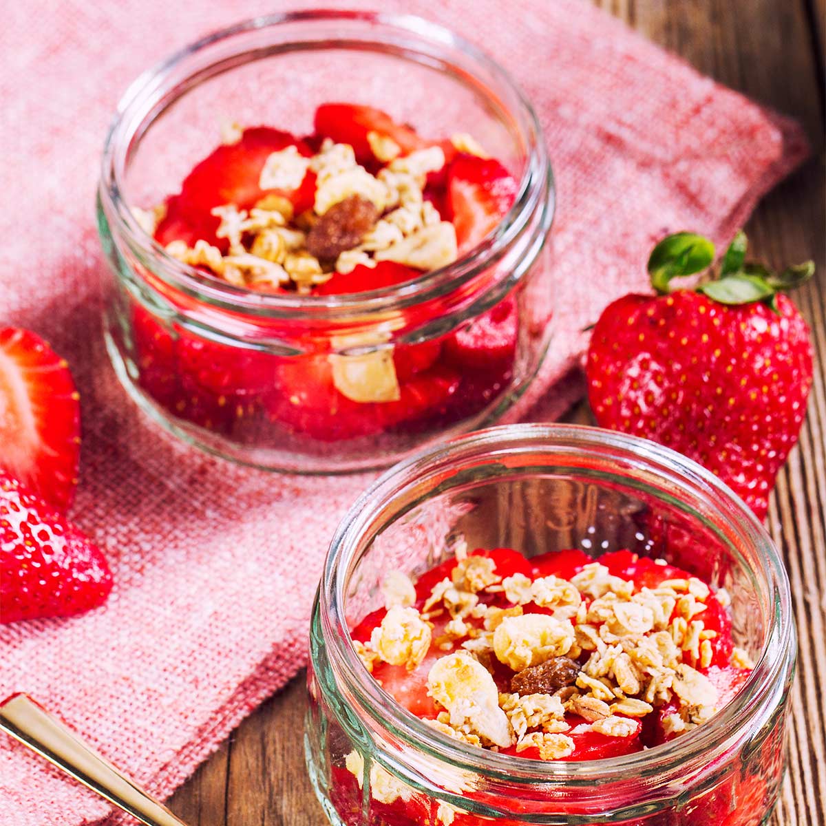 Valentine's Day picnic, granola with strawberries