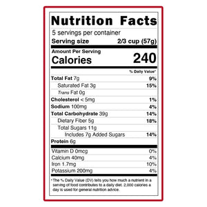 Nutrition facts label with detailed nutritional information on a white background