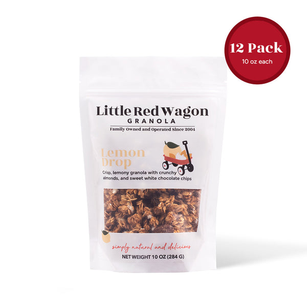 Little Red Wagon Granola package with lemon flavor on a white background