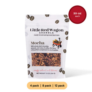 Little Red Wagon Granola Mocha flavor package on a white background