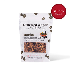 Little Red Wagon Granola Mocha flavor package on a white background